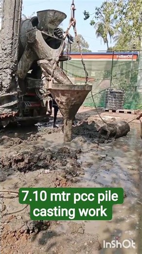 7.10 mtr pcc pile casting work #shortvideo #pilingwork