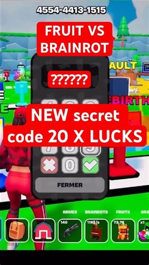 FRUITS VS BRAINROTS MAP FORTNITE CREATIVE - ALL NEW SECRET CODE, ADMIN EVENT NEW 20 X LUCKS #shorts