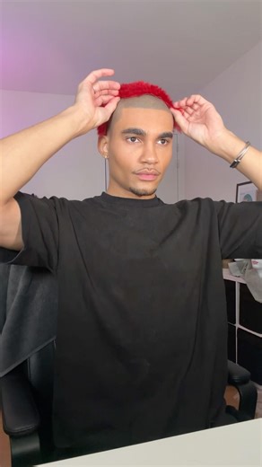 From Bald To Bright Red Hair In 10 Seconds 😱❤️‍🔥 | buzzcut men wig install tutorial #wigs