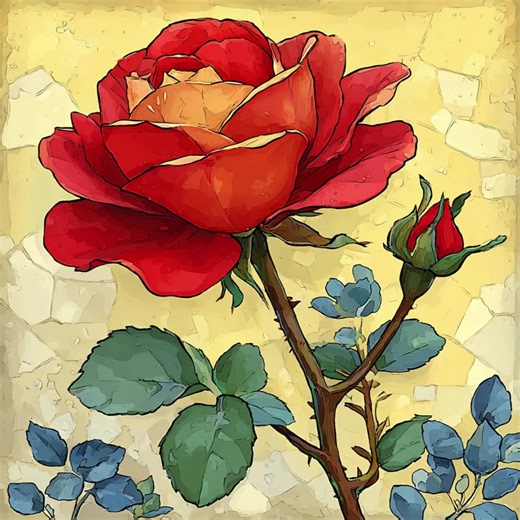 23 Romantic Rose Portraits Floral Art Prints | Vintage Style Red Rose Illustrations for DIY - Etsy