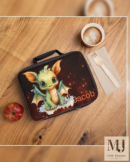 Dragon Lunch Box, Custom Personalized Lunch Bag for Kids, School Snack Container, Perfect Gift fo...