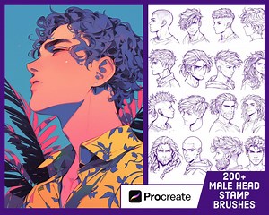 200  Male Head Stamps for Procreate, Men’s Hair Procreate, Portrait Guide Brushes Pack - Etsy