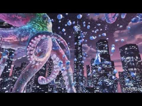 Hipnotizante Dança da Lula Gigante: Luzes Neon Transformam a Cidade!