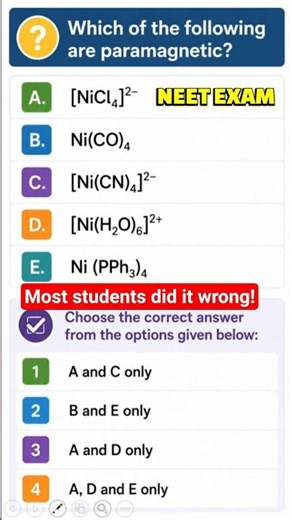NEET PYQ: Paramagnetic or Diamagnetic? One Easy Trick ⚡ #chemistry #education #jee #neet