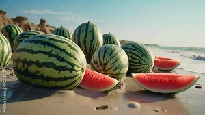 Ripe and Juicy Watermelons: Sweet Summer Refreshment by the Sea