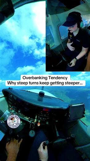 Overbanking tendency makes steep turns sneakier than they look. As bank increases, the outside wing travels faster, produces more lift, and the turn keeps tightening unless you catch it early. Lead with coordinated rudder, small aileron corrections, and stay ahead of the airplane. Force that opposes this is the airplanes inherent lateral (roll) stability. Shallow turns (less than 20°) – lateral stability brings the AC to wings level – pilot maintains aileron pressure and applies rudder to compen