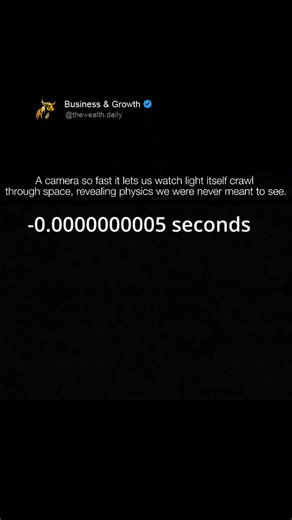 Business & Growth on Instagram: "A custom-built camera capable of capturing two billion frames per second transforms the invisible into something almost tangible, allowing us to see a beam of light moving through space in ultra-slow motion. Each frame records only a few centimeters of movement, revealing details that are normally imperceptible to the human eye. Scientists use this footage to study the behavior and timing of light in ways that were previously impossible. At this extreme scale, th