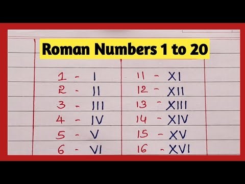 Roman Numbers 1 to 20 | Roman Numerals from 1 to 20 | 1-20 Roman Numbers