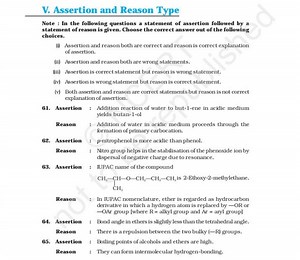 V. Assertion and Reason TypeNote : In the following questions... | Filo