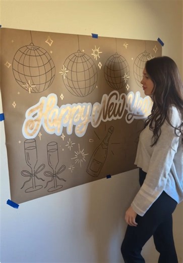 4 New Years banners I painted this year (templates available) #bannerpainting #bannerartist #nye #newyearsbanner #discoball