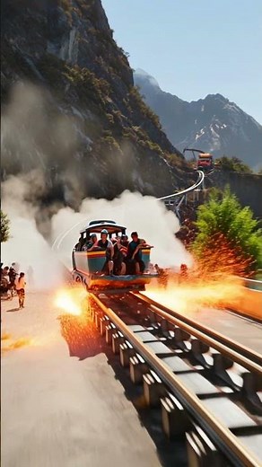 过山车突然失控冲向人群，尖叫声响彻整个游乐园#RollercoasterOutOfControl#过山车失控#游乐园惊魂#险象环生#尖叫瞬间#沉浸式体验#高能瞬间#惊险瞬间 #视觉震撼 #travel