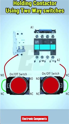 Contactor Two Way Switching Control from Two Places #shots