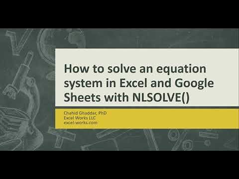 How to solve a system of equations in Excel and Google Sheets with NLSOLVE()