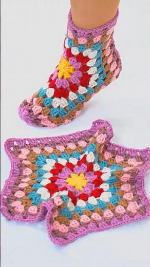 Easy Crochet Granny Square Slippers Miarti🧶