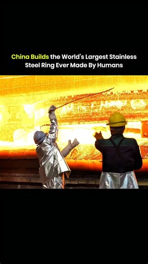 Knowledge Matrix on Instagram: "China has built the largest stainless steel ring ever created by humans, marking a major achievement in heavy engineering and industrial manufacturing. The ring measures several meters in diameter and weighs hundreds of tons, requiring extreme precision during forging, shaping, and heat treatment. Engineers used high grade stainless steel to ensure strength, corrosion resistance, and long term structural stability. The production process involved custom built mach