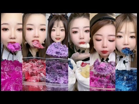 Rainbow Ice🌈Most Satisfying Ice Eating ASMR|No Talking l ASMR Chinese Ice Eating Extreme Crunchy Ice