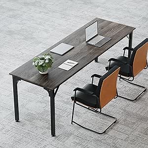 78.7 Inches Extra Long Desk,6.5ft Office Table with Flexible Configuration,Large Computer Table with Adjustable Footpads,Stable Structure,Office Desk for 2 Person (Grey)