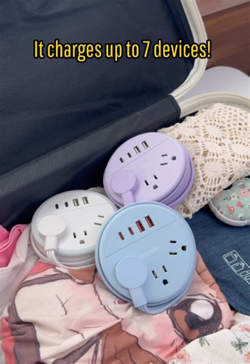 On the road, on a trip, or just out for the day? This mini power trip is awesome!#travel #plug #powerstrips #fastcharging #extentioncord