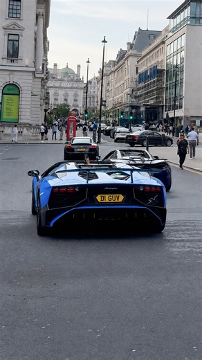 Lamborghini Aventador SV standing out in central London