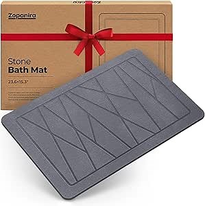 Grey Bath Mat - Stone Mat Bathroom - Shower Floor Mat Non Slip - Diatomaceous Earth Mat - Alfombra De Piedra para Baño (Gray)