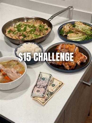 $15 Dinner Challenge for 4 People! I was challenged by @99cookingclub and @Alex Guarnaschelli to participate in this challenge raising money for food awareness and I couldn’t be happier to be a part. With groceries as expensive as they are right now, I think a lot of people don’t think you can make much from $15 but that couldn’t be further from the truth. For this challenge I used some chicken (chicken quarters are my favorite cut other than the whole bird to buy) and just a few other ingredien