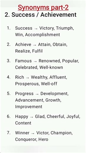 synonyms on success/Achievement #english #englishlanguage #englishvocabmastery #englishlearning
