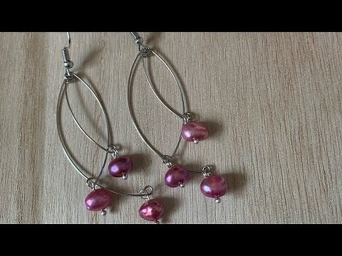 Easy peasy Memory wire Earrings with Freshwater Pearl Dangles