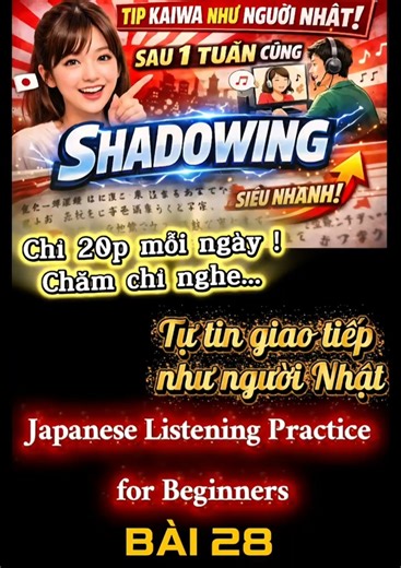 Luyện đọc tiếng Nhật N5 N4 - Shadowing Vietsub - Bài 28 - Japanese Listening Practice for Beginners