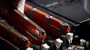 Installing new DDR RAM in a personal computer. Repair upgrade. PC update or repair concept.