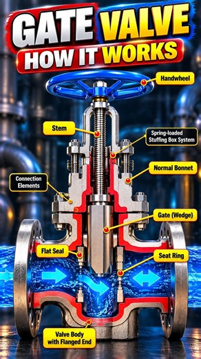 🚰 Gate Valve Working Principle | Internal Parts & Water Flow Explained #Shorts! 🔧 | Plumbing Tips