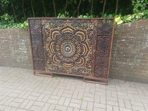 Enormous Large Hand Carved Oriental Hardwood Screen Panel Mandala Wall Art Floral Room Divider Boho Moroccan Indian Decor FREE HAND DELIVERY - Etsy