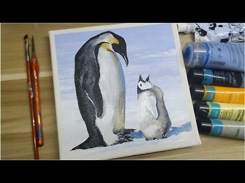 Acrylic painting/How to paint a Emperor Penguin/Easy painting Tutorial # 129