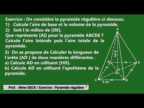 Exercice sur une pyramide réguliére, niveau 3iéme
