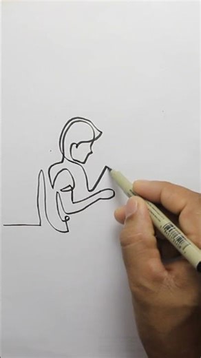 How to Draw a Child Reading a Book in one Line #art #artstyle #easydrawing #drawing