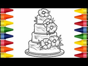How to Draw a Cute Birthday Cake | Birthday Cake with Flowers Drawing