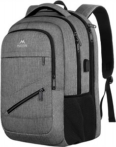 Matein Travel Backpacks for Adults, TSA Approved Carry on Work Backpack with Trolley Sleeve and Anti Theft Pocket, 30L Capacity, Gray