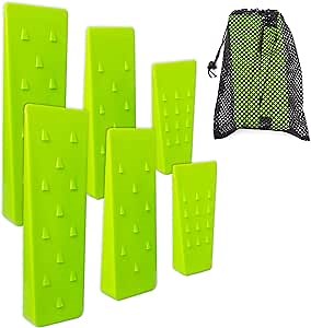 6 Pack Tree Felling Wedges with Spikes for Safe Tree Cutting – 2 Each of 10", 8” and 5.5” Wedges with Storage Bag; 6 Felling Dogs to Guide Trees Stabilize and Safely to Ground for Loggers and Fallers