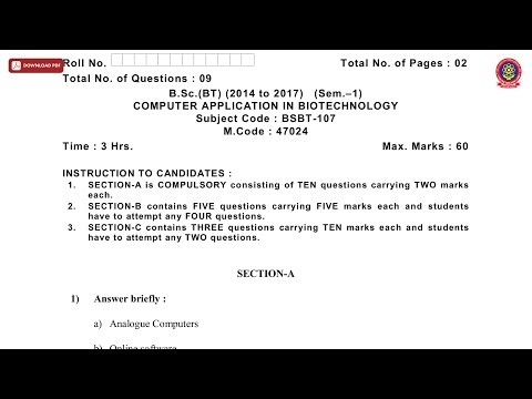 BSC 1ST SEM BT COMPUTER APPLICATION IN BIOTECHNOLOGY NOV 2019 | PTU