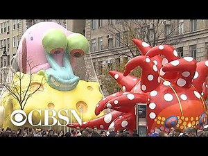 Balloons readied for Macy's Thanksgiving Day Parade in New York City