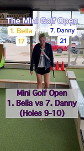 The Mini Golf Open, CHAMPIONSHIP 🏆 | 1. Bella vs 7. Danny (Holes 9-10) #twintourgolf #golf #minigolf #miniputtputt #minigolfcourse #tournament #reels #shorts #minigolfopen #openchampionship | Twin Tour Golf