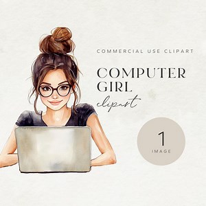 MacBook Girl Clipart | Commercial Use PNG (digital Download) - Etsy