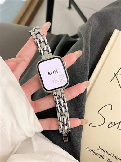 1pc Women's Thin Stainless Steel Watch Band, Compatible With Apple Watch 45mm 46mm 41mm 40mm 44mm 42mm 38mm 49mm, Fashionable Luxury Chain Link Metal Bracelet, Compatible With Apple Watch Series 11 10 9 8 7 6 SE 5 4 3 2 1 Ultra 3 2 1, Wristband Accessory | SHEIN