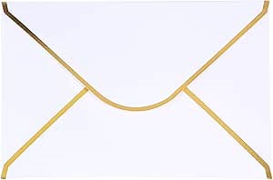 C6 4x6 Envelopes-20 Pack Invitation Envelopes with Gold Foil Rims,White V-Flap Envelope for Wedding, Graduation, Birthday, 150gsm, 4.5 x 6.4 inches (White)