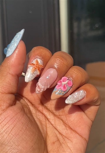 Cutest Beachy Freestyle Nails Tutorial