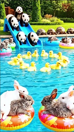 Cutest Animal Pool Party Ever! 🐼💦🐷😂