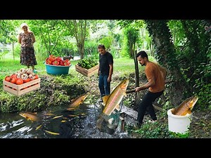 AZERBAIJAN Fish Farm | Cooking Crispy FİSH with Garlic on Sadj | Rural Life