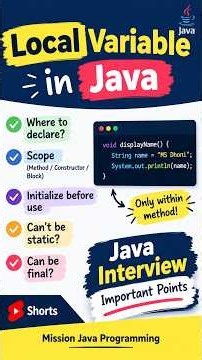 Local Variable in Java 🔥 | Scope, Initialization, static & final | Java Interview #shorts