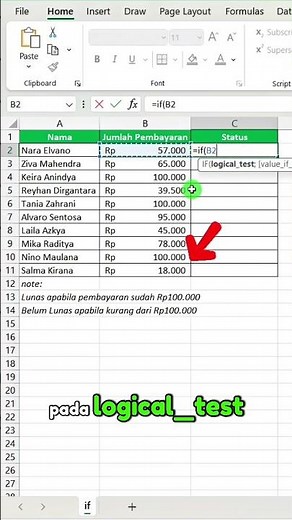 Rumus =IF di Excel #excelhack #excel #belajarexcel #microsoftexcel