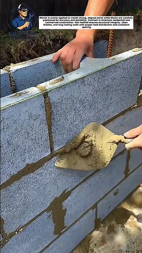 Perfect Concrete Block Wall Construction Using Masonry Trowel Technique