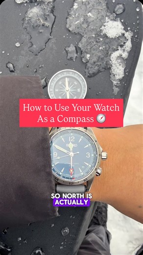 Derek Mon on Instagram: "How to use your watch as a Compass 🧭 The watch I’m using is the Seiko Alpinist GMT SPB377, however this trick can be done with any analog watch even without a compass feature. Also disclaimer the instructions I’m giving you to find SOUTH is for when you are in the Northern Hemisphere. If you are in the Southern Hemisphere then the same halfway point would show you NORTH. #seikoalpinist #watches #tipsandtricks"
